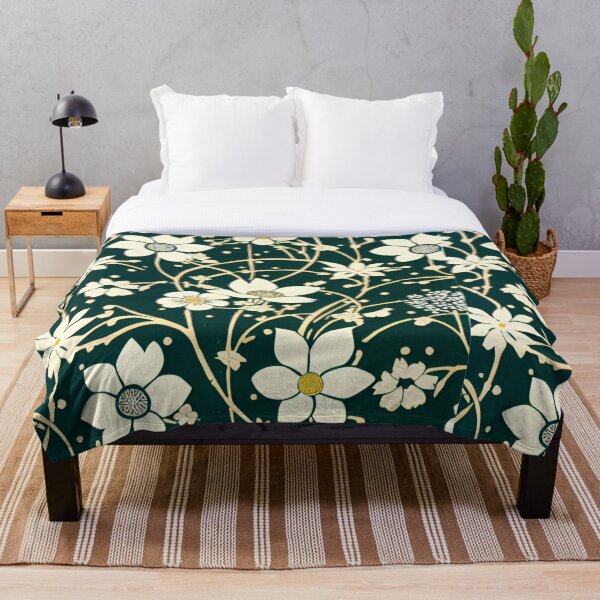 Item preview, White flowers on green designed and sold by jayfoldsfive.