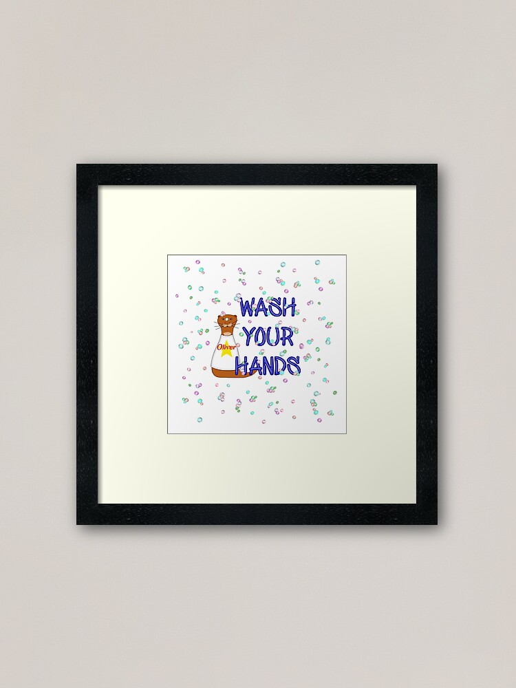 Thumbnail 1 of 7, Framed Art Print, Wash Your Hands Oliver The Otter designed and sold by OliverTheOtter.