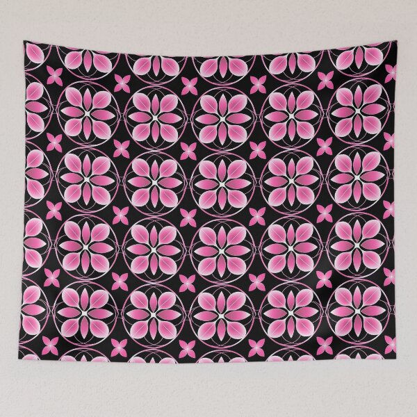Item preview, Pink and Black flower shape Abstract Pattern  designed and sold by palaco210.