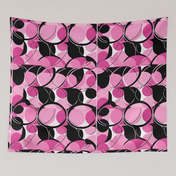 Item preview, Pink and Black Lines Swirls Abstract Pattern  designed and sold by palaco210.