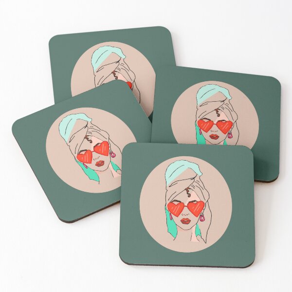Item preview, Woman With Red Heart Glasses, Lipstick, and Towel designed and sold by royaldesigns28.