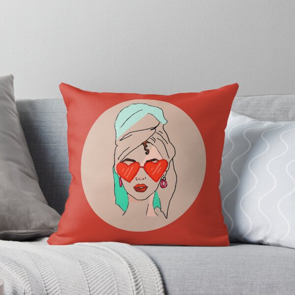 Item preview, Woman With Red Heart Glasses, Lipstick, and Towel designed and sold by royaldesigns28.