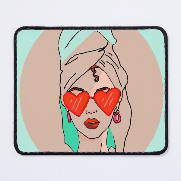 Item preview, Woman With Red Heart Glasses, Lipstick, and Towel designed and sold by royaldesigns28.