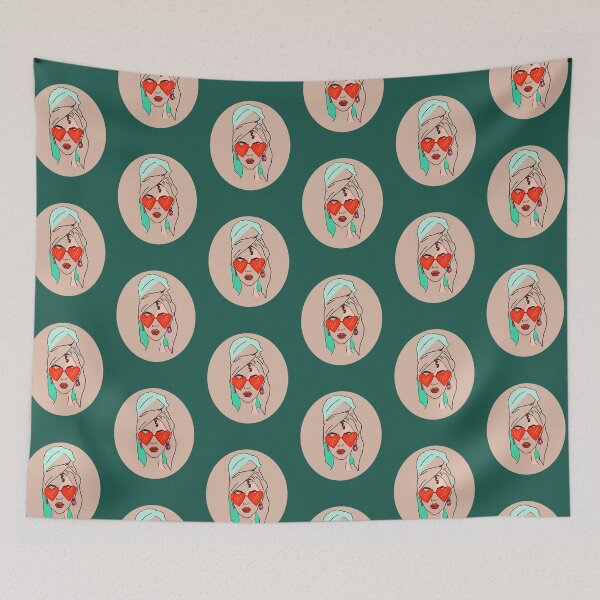 Item preview, Woman With Red Heart Glasses, Lipstick, and Towel designed and sold by royaldesigns28.