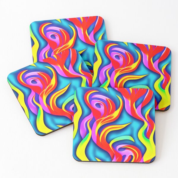 Item preview, Abstract Colorful Neon Floral on Blue designed and sold by calibrit.