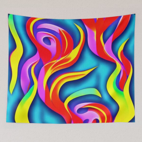 Item preview, Abstract Colorful Neon Floral on Blue designed and sold by calibrit.