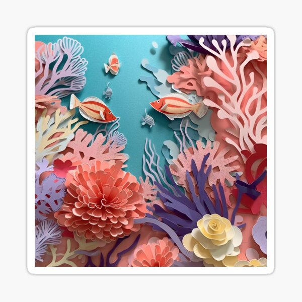 Artikel-Vorschau von Summer Vibes-Serie Ocean Coral Reef Papierhandwerk, designt und verkauft von BopBopShop.