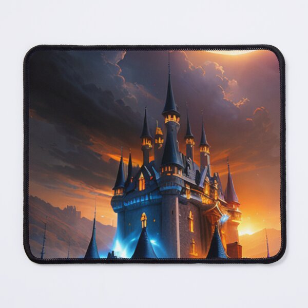 Item preview, Castle with dramatic lighting and fiery moon - 2 - Landscape Art designed and sold by dosedai.
