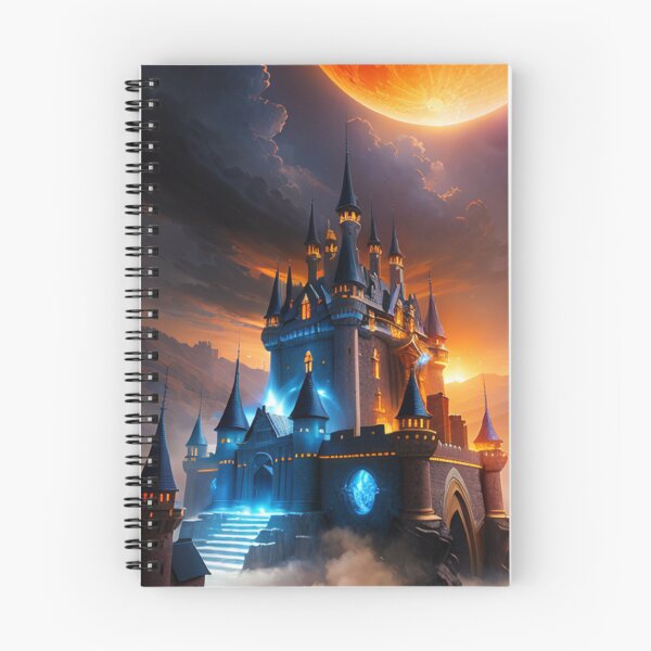 Item preview, Castle with dramatic lighting and fiery moon - 2 - Landscape Art  designed and sold by dosedai.