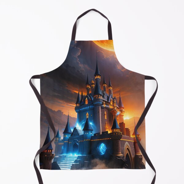 Item preview, Castle with dramatic lighting and fiery moon - 2 - Landscape Art  designed and sold by dosedai.