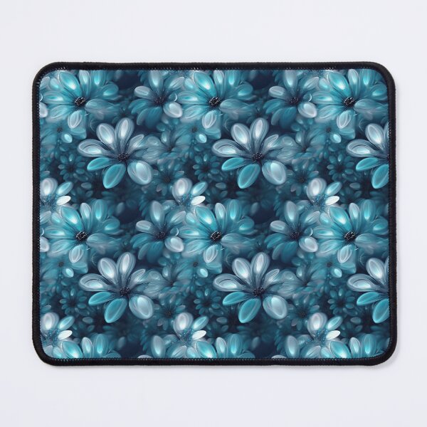 Item preview, Abstract aqua blue flower pattern designed and sold by Good Candy.
