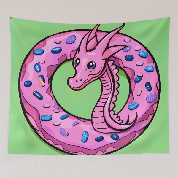 Item preview, Kawaii Dragon Adorable Donut Pink designed and sold by druidwolfart.