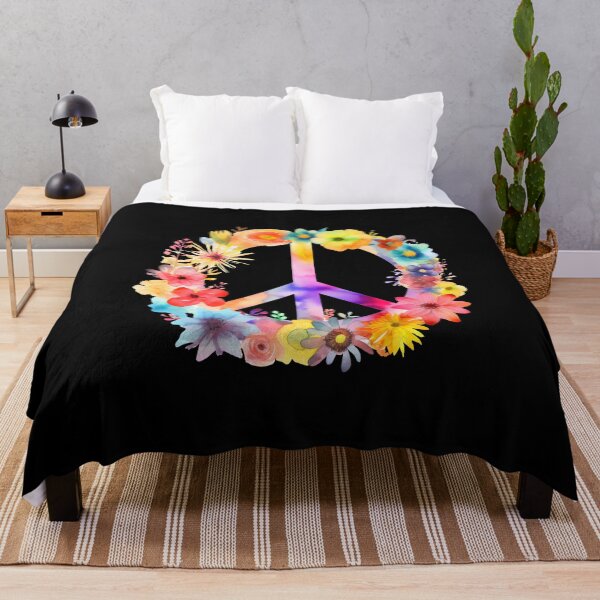 Item preview, Peace Sign World Love Flowers Hippie Groovy Vibes Art Floral designed and sold by farhanhafeez.