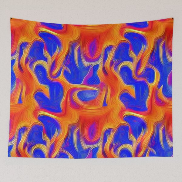 Item preview, Abstract Orange Flames on Blue designed and sold by calibrit.