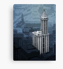 Smith Tower Map, Twilight Canvas Print