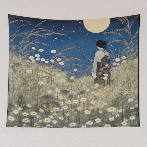 Item preview, Ukiyo-e Japanese Wood Block Style Moonlight Garden designed and sold by BrandonArtWorld.
