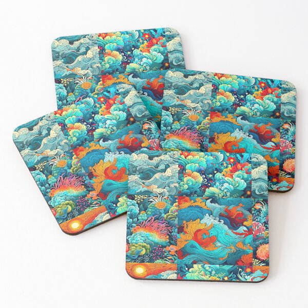 Item preview, Colorful and vibrant boho nature scene art pattern designed and sold by Earth Nature Creations.
