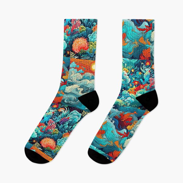 Item preview, Colorful and vibrant boho nature scene art pattern designed and sold by Earth Nature Creations.
