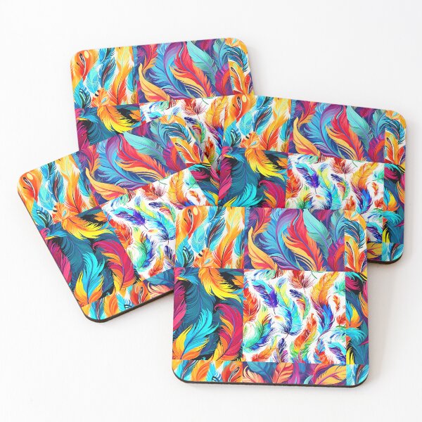 Item preview, Colorful and vibrant boho feather art pattern designed and sold by Earth Nature Creations.