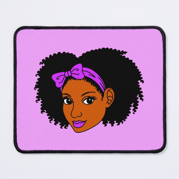 Item preview, Black Woman With Curly Hair & Purple Bow designed and sold by Deanna McRae.