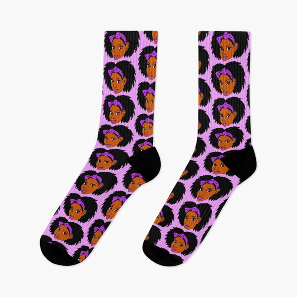 Item preview, Black Woman With Curly Hair & Purple Bow designed and sold by Deanna McRae.