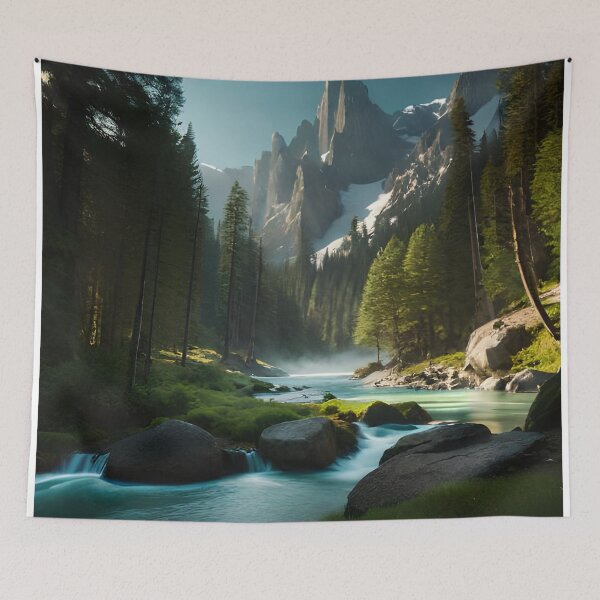 Item preview, Mountain with River - Landscape Art  designed and sold by dosedai.