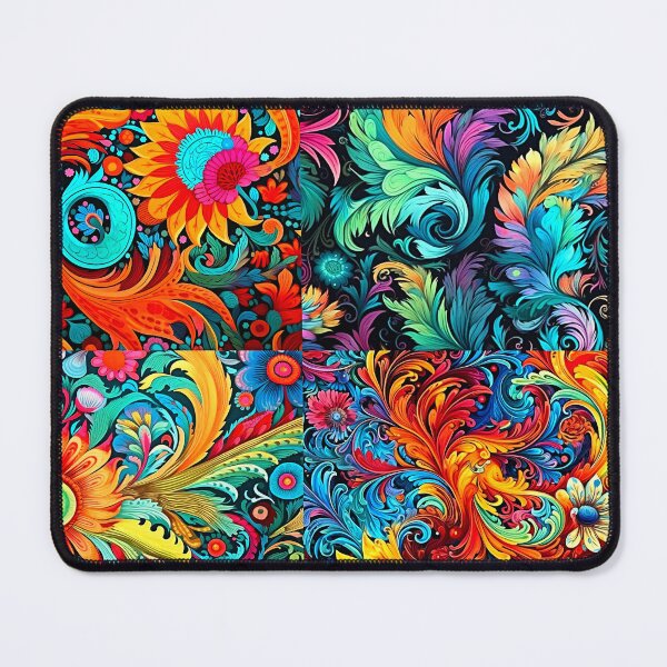Item preview, Colorful and vibrant boho flower feather art pattern designed and sold by Earth Nature Creations.
