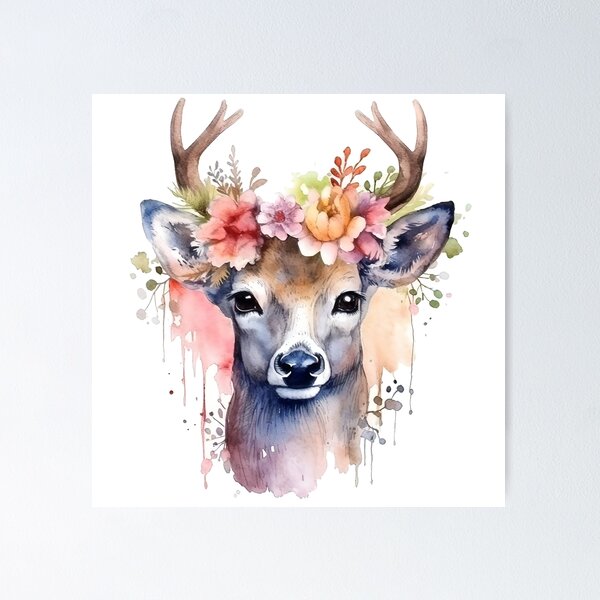 Watercolor Deer Poster