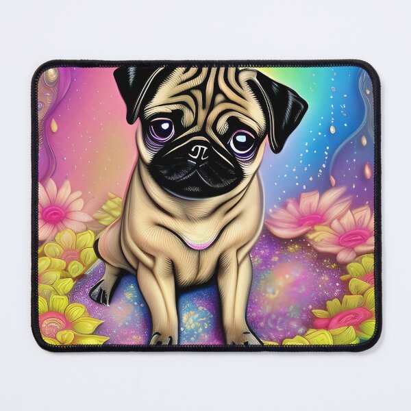 Item preview, Cute Colorful Hippie Pug Digital designed and sold by purplesensation.