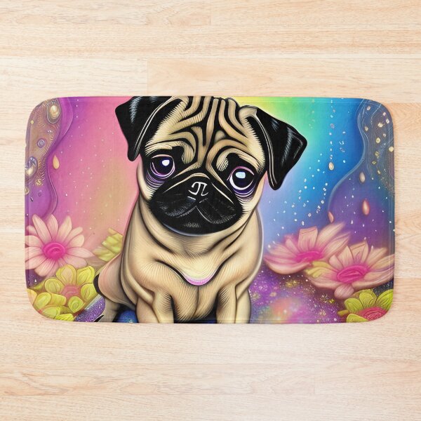 Item preview, Cute Colorful Hippie Pug Digital designed and sold by purplesensation.