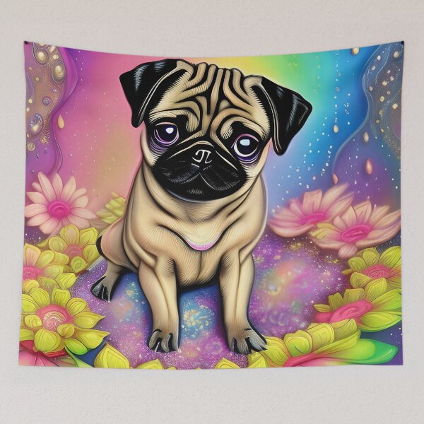 Item preview, Cute Colorful Hippie Pug Digital designed and sold by purplesensation.