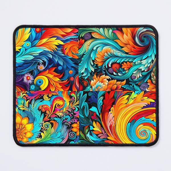 Item preview, Colorful and vibrant boho flower feather art pattern designed and sold by Earth Nature Creations.