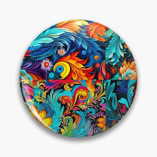 Item preview, Colorful and vibrant boho flower feather art pattern designed and sold by Earth Nature Creations.