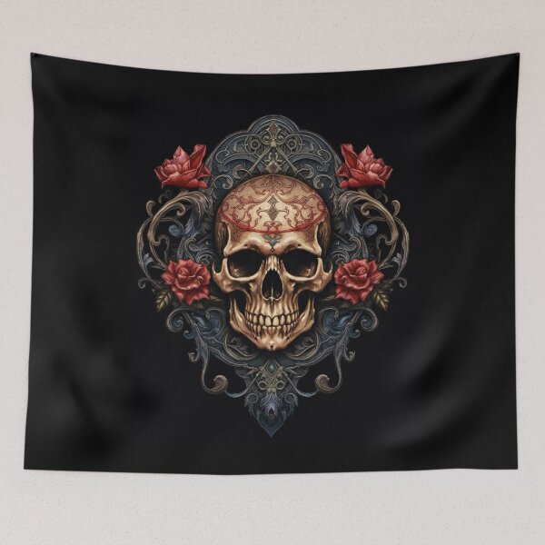 Item preview, Eternal Beauty: Skull and Rose Illustration in Rococo Realms designed and sold by UnplainShirt.