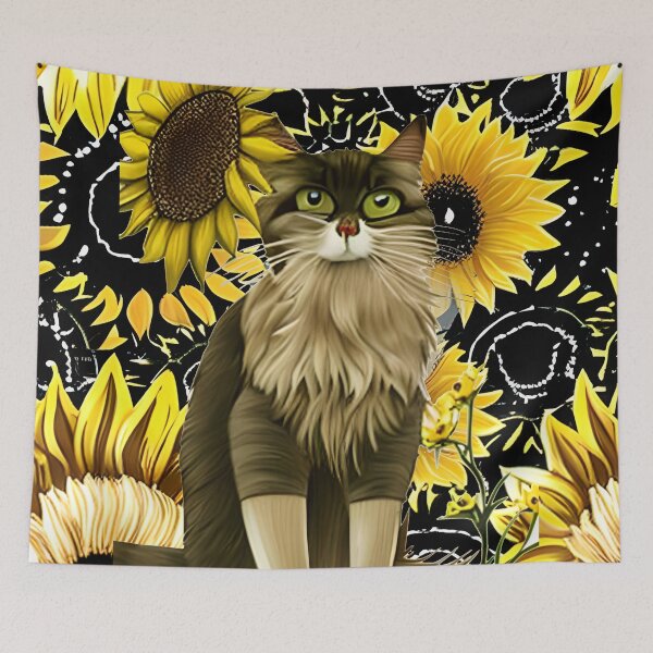 Item preview, Crazy Black Cat in Sunflowers Digital designed and sold by purplesensation.