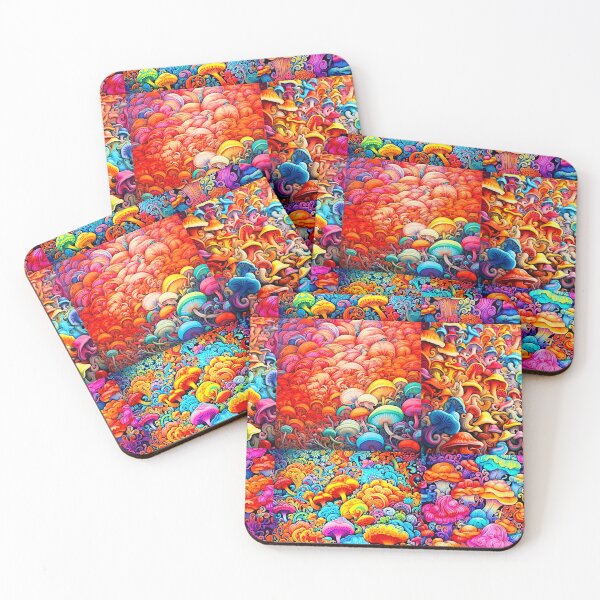 Item preview, Colorful and vibrant boho mushroom art pattern designed and sold by Earth Nature Creations.