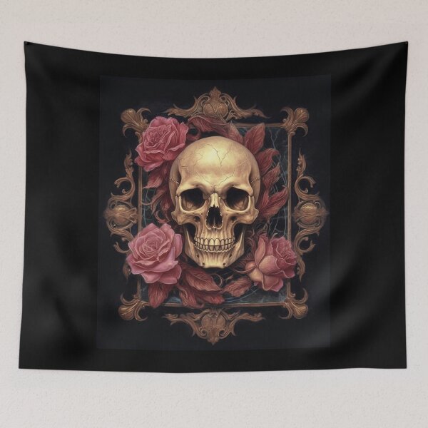 Item preview, Eternal Beauty: Skull and Rose Illustration in Rococo Realms designed and sold by UnplainShirt.