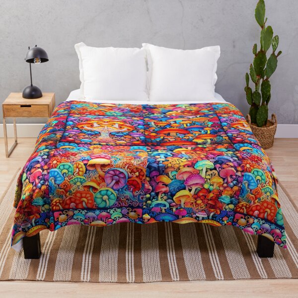 Item preview, Colorful and vibrant boho mushroom art pattern designed and sold by Earth Nature Creations.