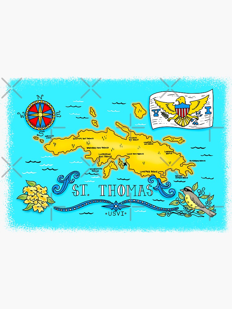 Thumbnail 3 of 3, Sticker, St. Thomas USVI designed and sold by Wildharegrafix.