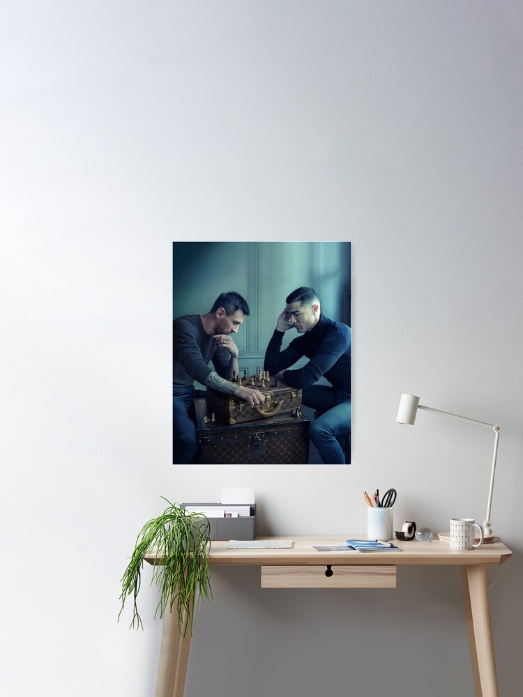 Lionel Messi And Cristiano Ronaldo Play Chess Poster or Canvas