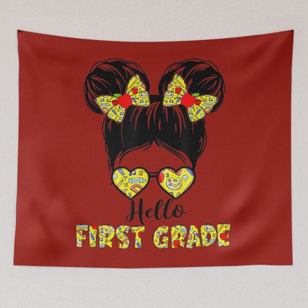 Item preview, Kids Hello First Grade Teacher Back To School Messy Bun 	 	 designed and sold by okizcscyauv98.
