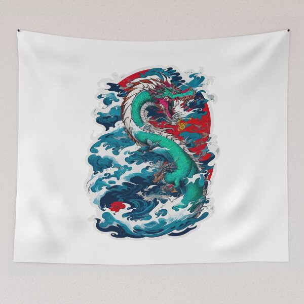 Item preview, Dragon Rising Through The Ocean, Tatoo Style, Japanese Art designed and sold by Porcupine Tees ⭐⭐⭐⭐⭐.