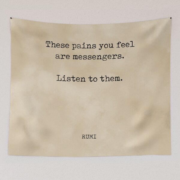 Aperçu de l'œuvre Rumi Quote 10 - These pains you feel are messengers - Typewriter Print - Vintage créée et vendue par Studio Grafiikka.