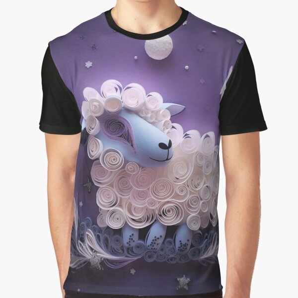 Vista previa del artículo con la obra «Sheep with moon and stars in the background. 3d rendering», diseñado y vendido por aiphotosart.
