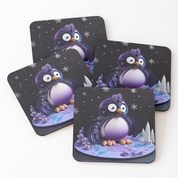 Item preview, Birthday cake with penguin and snowflakes on a black background designed and sold by aiphotosart.
