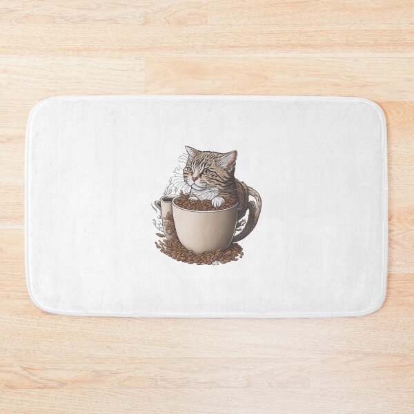 Item preview, Coffee Cat: A Cozy Cartoon Illustration of a Cat in a Cup of Coffee Beans designed and sold by hudaG.