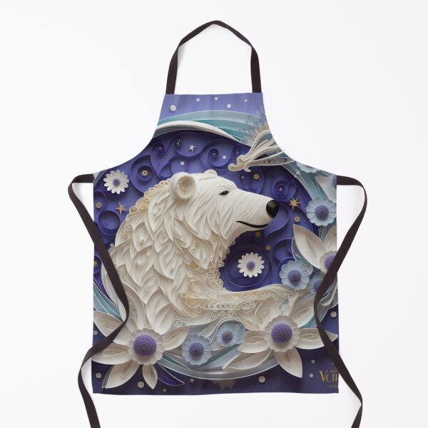 Artikelvorschau, Greeting card with white bear on a blue background with flowers entworfen und verkauft von aiphotosart.