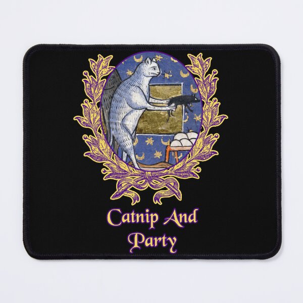 Item preview, 'Catnip And Party' Goofy Cat Offering Mouse - Medieval Designs Collection designed and sold by Ridiculam Toga.