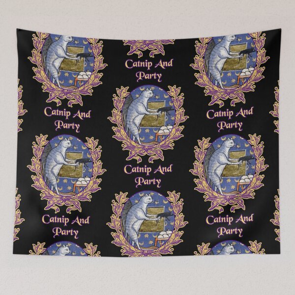 Item preview, 'Catnip And Party' Goofy Cat Offering Mouse - Medieval Designs Collection designed and sold by Ridiculam Toga.