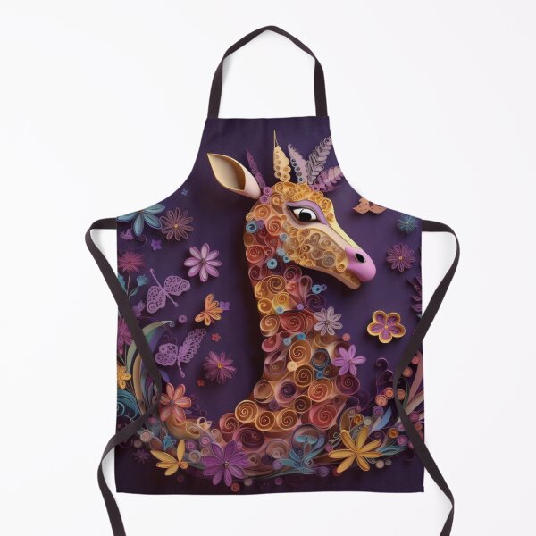 Aperçu de l'œuvre Giraffe made of flowers and butterflies on a purple background. créée et vendue par aiphotosart.